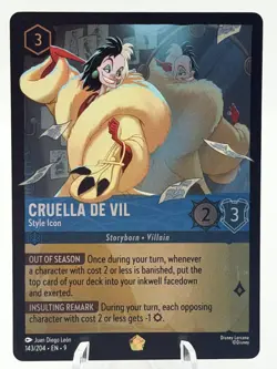 Cruella De Vil - Style Icon 143/204 Disney Lorcana Fabled LEGENDARY Cold Foil - Image 1