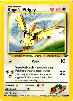 Pokemon TCG Kogas Pidgey 80/132 Gym Challenge Unlimited VLP - Image 1