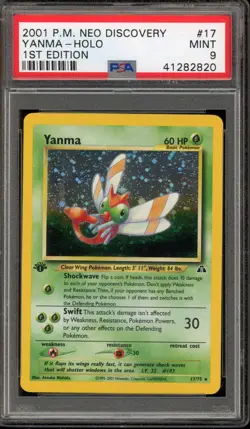 Pokemon Yanma Neo Discovery 1st Edition Holo Rare #17 PSA 9 Mint - Image 1