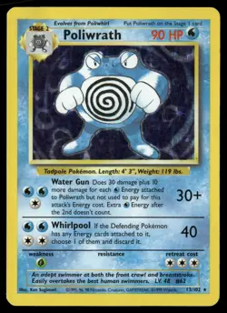 Poliwrath 13/102 Holo Holo Rare Base Set Unlimited Pokemon HP - Image 1