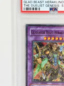 YuGiOh GLADIATOR BEAST HERAKLINOS TDGS-ENSE2 2008 Limited Edition PSA 10 Mint - Image 4