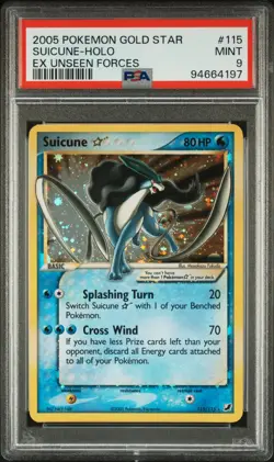 2005 Pokemon Gold Star EX Unseen Forces #115 Suicune Holo PSA 9 MINT - Image 1