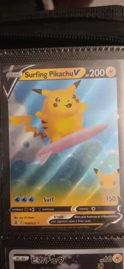 Pokemon Surfing Pikachu V Full Art Holo Nm Lp - Image 1