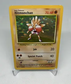 Pokemon TCG Hitmonchan Base Set 7/102 Holo Unlimited Holo Rare MP - Image 2