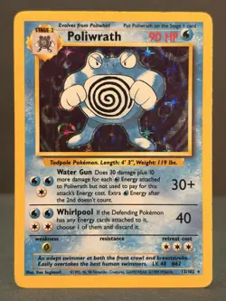 Poliwrath 13/102 Unlimited Holo Rare - Pokemon Base Set MP - Image 1