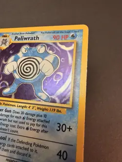 Poliwrath 13/102 Unlimited Holo Rare - Pokemon Base Set MP - Image 4