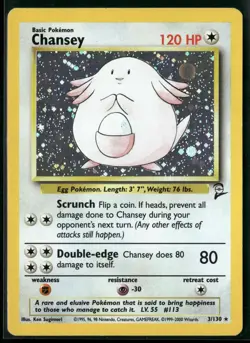 2000 Pokemon Base Set 2 Chansey 3/130 English Rare Holo - Ken Sugimori - Image 1