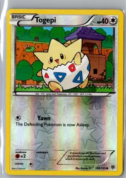 Togepi 102/135 Common Plasma Storm Pokemon Reverse Holo Near Mint - Image 1