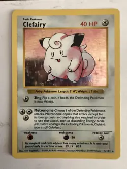 Pokemon Clefairy Card 5/102 Base Set Holo Rare Shadowless - Image 1