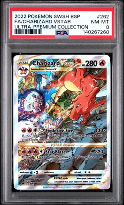 2022 POKEMON SWSH BLACK STAR PROMO #262 FULL ART/CHARIZARD VSTAR PSA 8 - Image 1