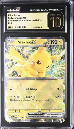 Pokemon Pikachu ex 028/131 - Prismatic Evolutions CGC PRISTINE 10 - Image 1