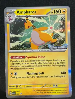 Pokemon Card - Ampharos - Prerelease Stamped Holo Promo (MEP075) Chaos Rising NM - Image 1