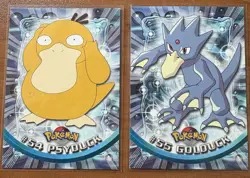 1999 Topps Pokemon TV Series 1 Psyduck #54 & Golduck #55 Blue Logo Lot Non-Foil - Image 1