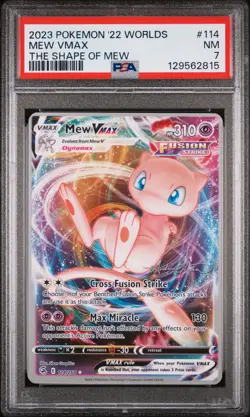 2023 POKEMON 2022 WORLD CHAMPIONSHIPS DECK: THE SHAPE OF MEW #114 MEW VMAX PSA 7 - Image 1