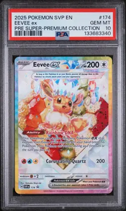 2025 POKEMON SVP BLACK STAR PROMO #174 EEVEE ex SUPER-PREMIUM COLLECTION PSA 10 - Image 1