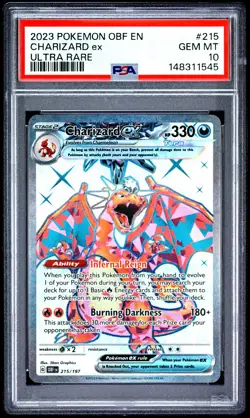 2023 POKEMON OBF EN-OBSIDIAN FLAMES ULTRA RARE #215 CHARIZARD EX PSA 10 - Image 1
