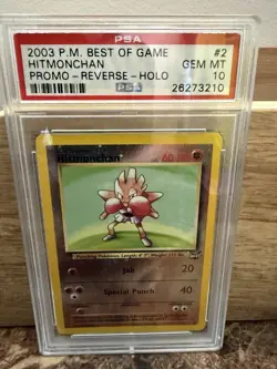 2003 POKEMON BEST OF GAME PROMO #2 HITMONCHAN-REV.FOIL PROMO PSA 10 POP 41 - Image 1