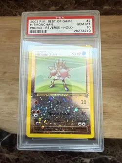 2003 POKEMON BEST OF GAME PROMO #2 HITMONCHAN-REV.FOIL PROMO PSA 10 POP 41 - Image 3