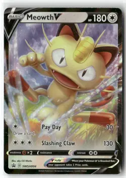 Meowth V SWSH004 Holo Promo Sword & Shield Promo Pokemon Near Mint - Image 1