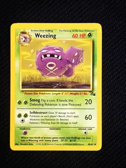 Pokemon TCG Weezing Fossil Uncommon Vintage Card Wizards of The Coast 1999 - Image 1