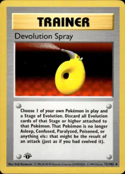 Pokemon Devolution Spray 72/102 Base Set Rare 1st Edition Moderately Played - Image 1