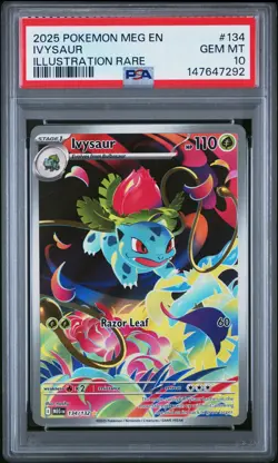 2025 Pokemon Mega Evolution #134 Ivysaur Illustration Rare PSA 10 Gem Mint - Image 1