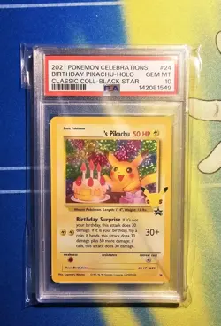 Pokemon Birthday Pikachu Holo Celebrations Classic Collection 24 PSA 10 - Image 1