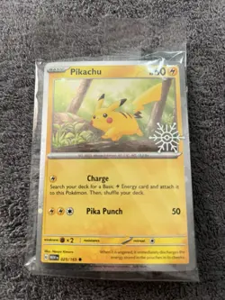 Pikachu 025/165 Pokemon Holiday Calendar 2025 Festive Stamp Promo SEALED NM Mint - Image 1