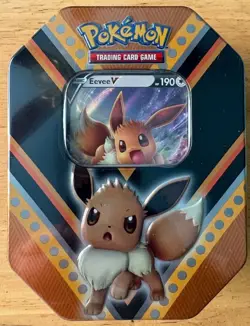 POKEMON V POWERS TIN EEVEE NEW & SEALED 4 BOOSTER PACKS + PROMO SWORD & SHIELD - Image 1