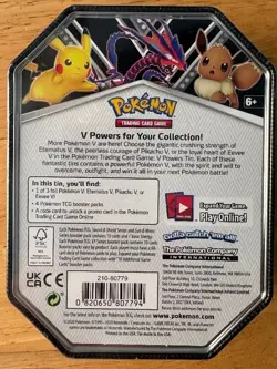 POKEMON V POWERS TIN EEVEE NEW & SEALED 4 BOOSTER PACKS + PROMO SWORD & SHIELD - Image 2