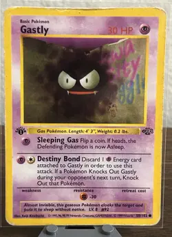 Wizards of the Coast Gastly 50/102 Base Set 1st Edition Signed English 30HP - Image 1