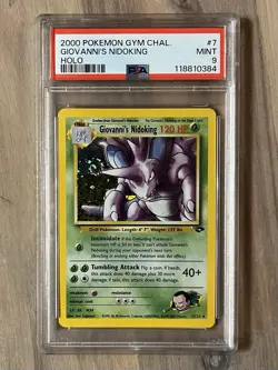 Giovanni’s Nidoking PSA 9 Pokemon WOTC 2000 Gym Challenge 7/132 Holo Swirl - Image 1