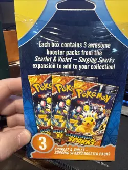 Pokemon TCG Scarlet and Violet Surging Sparks Booster Pack Sealed, 3-Pack - Image 2