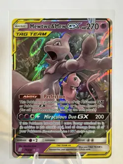Pokemon Mewtwo & Mew GX TAG TEAM Holo SM Unified Minds 71/236 NEAR MINT - Image 1