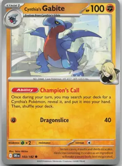 Cynthia's Gabite 103/182 Common Destined Rivals Pokemon Near Mint - Image 1
