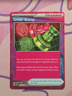 Unfair Stamp 165/167 Twilight Masquerade TWM SV06 Pokemon TCG Ace Spec NM - Image 1