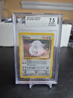 Pokemon 1999 Base Set Unlimited Chansey Holo Rare #3/102 Beckett 7.5 - Image 1