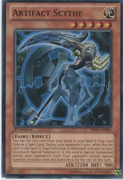 Yugioh Artifact Scythe PRIO-EN000 Super Rare 1st Ed NM/LP - Image 1