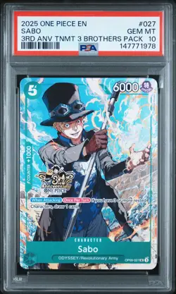 2025 ONE PIECE 3RD ANNIVERSARY TOURNAMENT 3 BROTHERS PACK #027 SABO PSA 10 - Image 1
