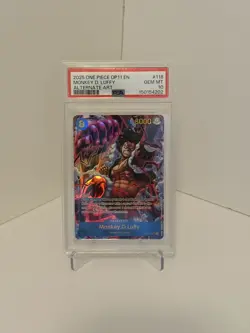 2025 ONE PIECE MONKEY D. LUFFY ALT ART OP11-A FIST OF DIVINE SPEED #118 PSA 10 - Image 1