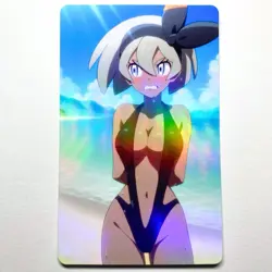 Pokemon Trainer Bea Sexy Doujin Waifu Girl Anime Art Goddess Card - Image 1