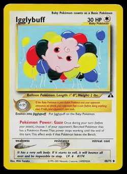 Pokemon Card Neo Discovery Igglybuff 40/75 Unlimited Uncommon - Image 1