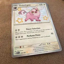 Pokemon Card 208/091 Oinkologne Paldean Fates Baby Shiny Holo Rare - Image 1