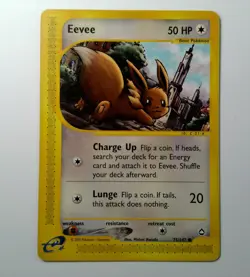 Eevee Aquapolis Non Holo Pokemon Card 2002 TCG 75/147 E-Reader LP - Image 1