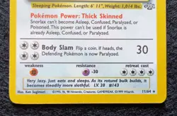 1999 Pokemon Snorlax Jungle Holo Card 11/64 Rare Vintage WOTC MP Condition - Image 5