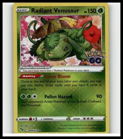 Pokemon Go Radiant Venusaur Holo TCG Card 004/078 NM Condition - Image 1