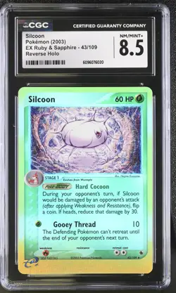 Silcoon 43/109 Reverse Holo EX Ruby & Sapphire Pokemon CGC 8.5 Nm/mint+ - Image 1