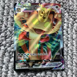 Pokemon TCG Meowth VMAX Promo Holo SWSH005 Sword & Shield HP300 EN 2020 - Image 1