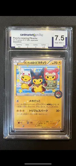 Pokemon Poncho-wearing Pikachu XY Promos XY-P 203 Japanese Graded - Image 1