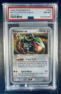 2005 POKEMON EX DEOXYS #102 RAYQUAZA EX-HOLO PSA 8 - Image 1